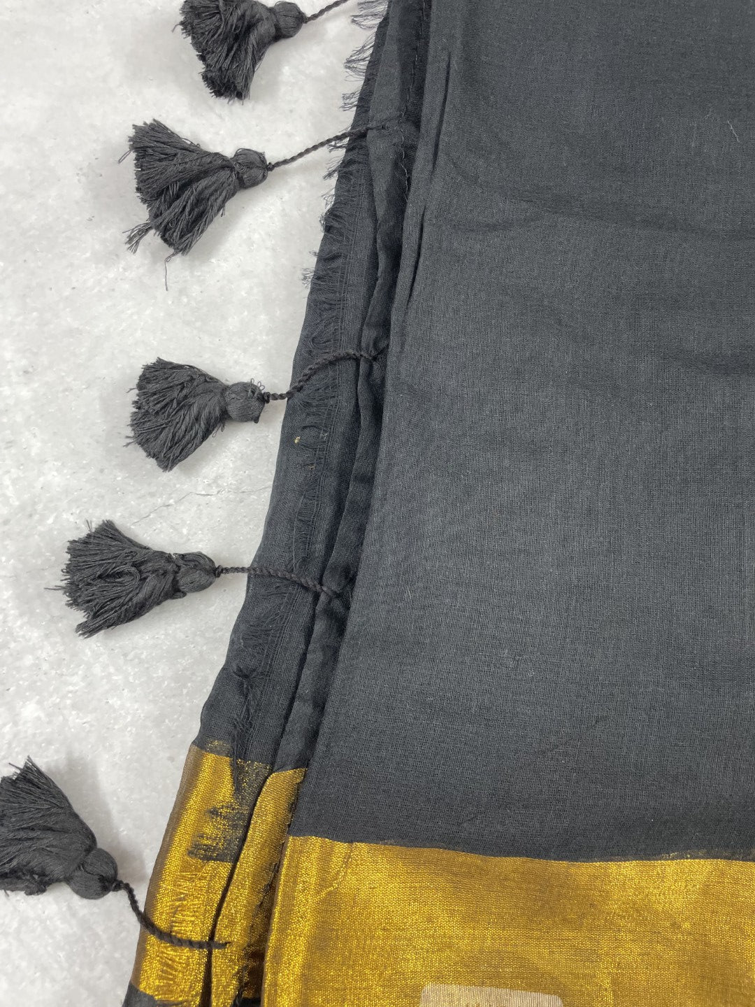 Black Sequence Pallu Mul Cotton Saree