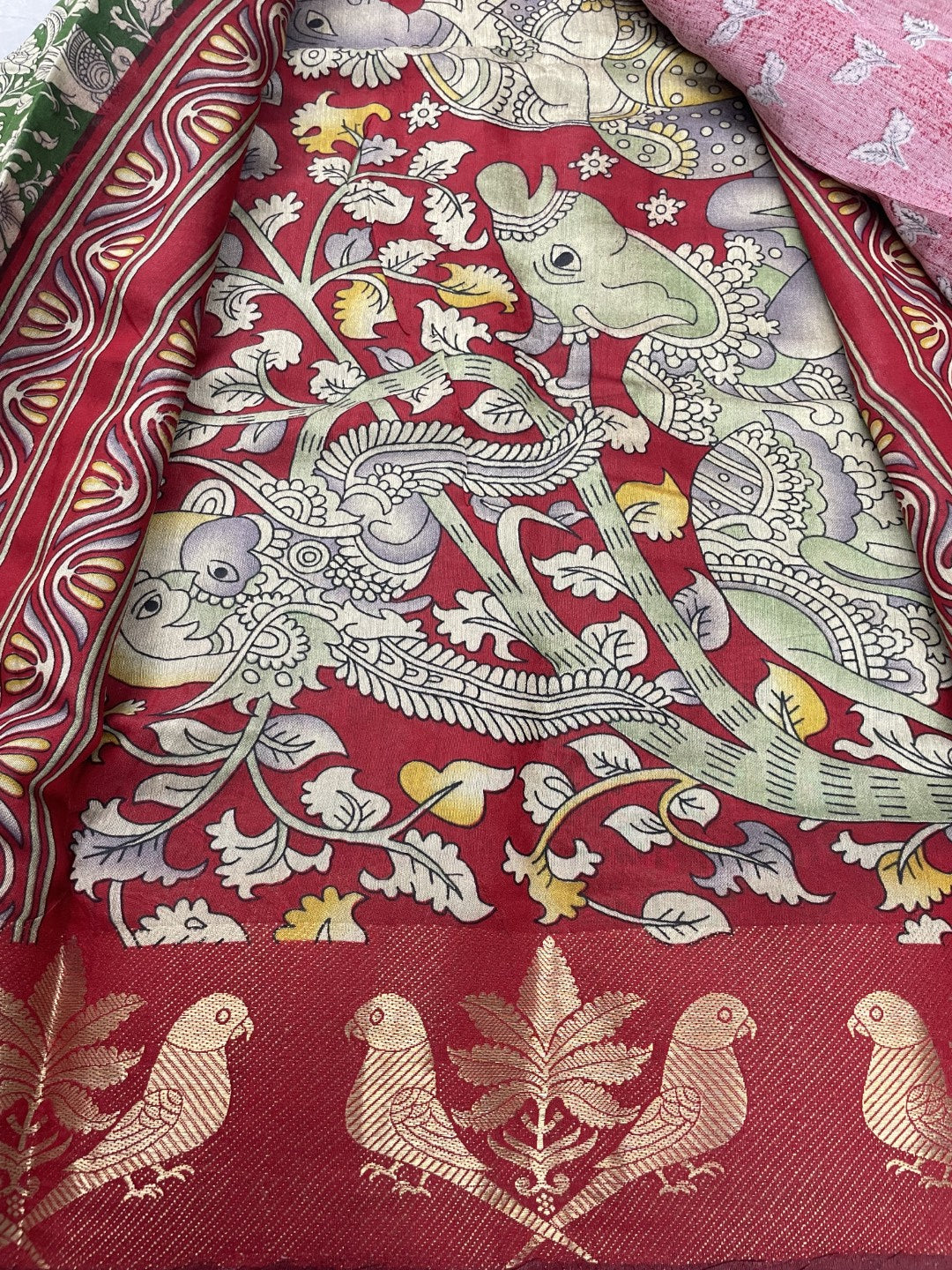 Green Parrot Border Soft Cotton Saree