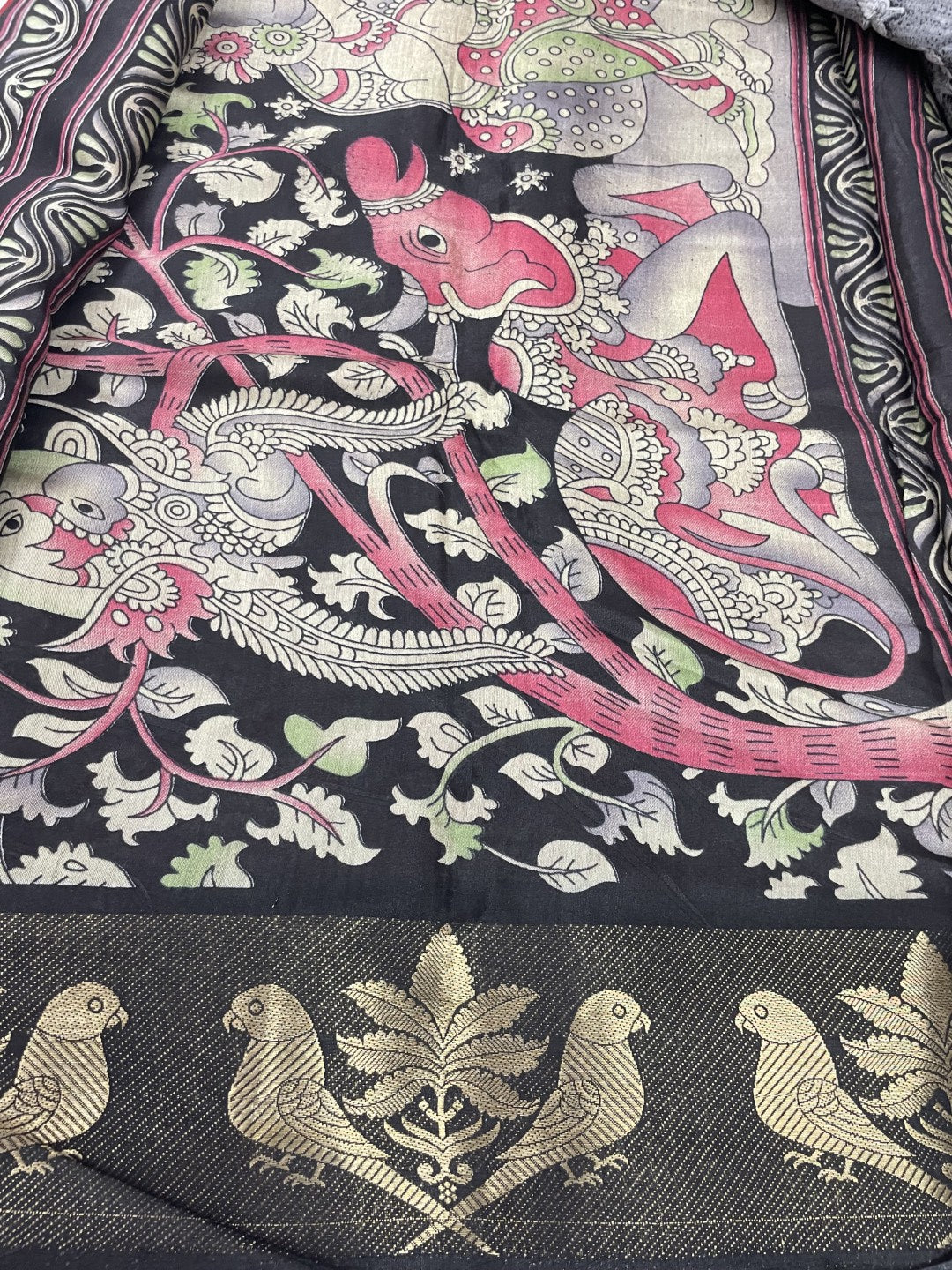 Red Parrot Border Soft Cotton Saree