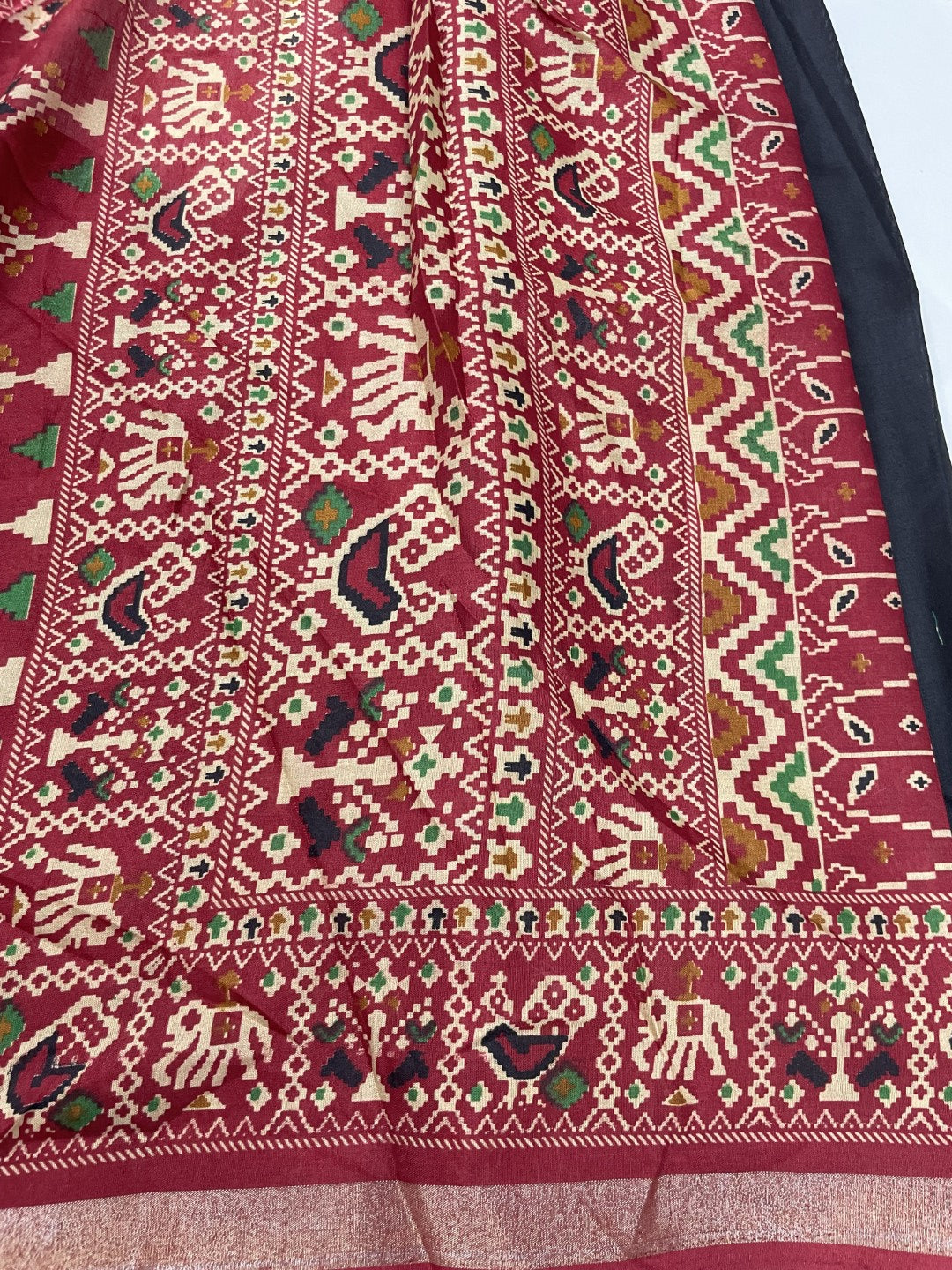 Black Patola Print Viscose Cotton Saree