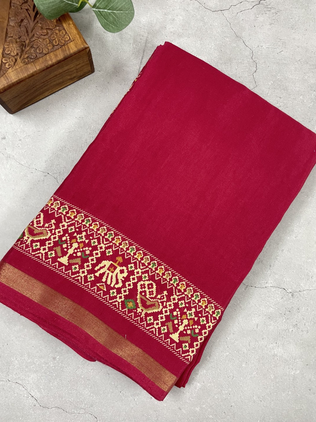 Pink Patola Print Viscose Cotton Saree