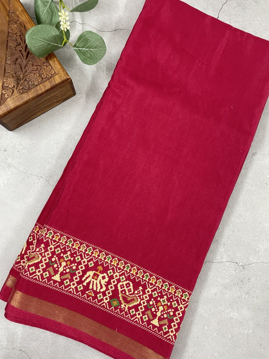 Pink Patola Print Viscose Cotton Saree