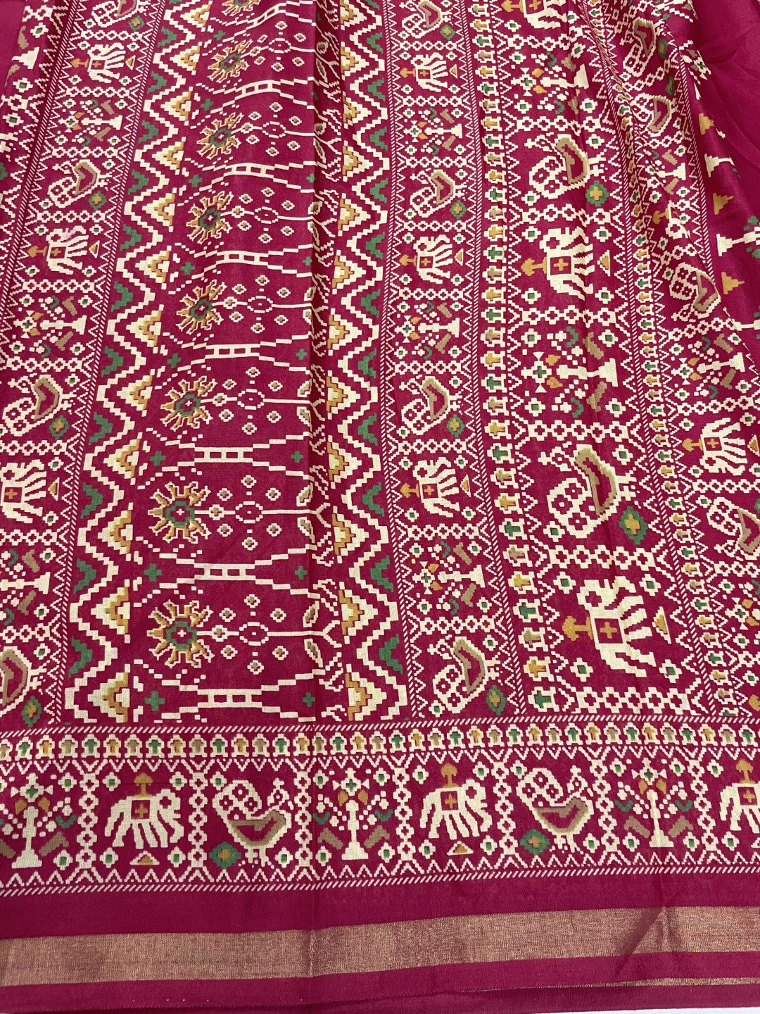 Pink Patola Print Viscose Cotton Saree