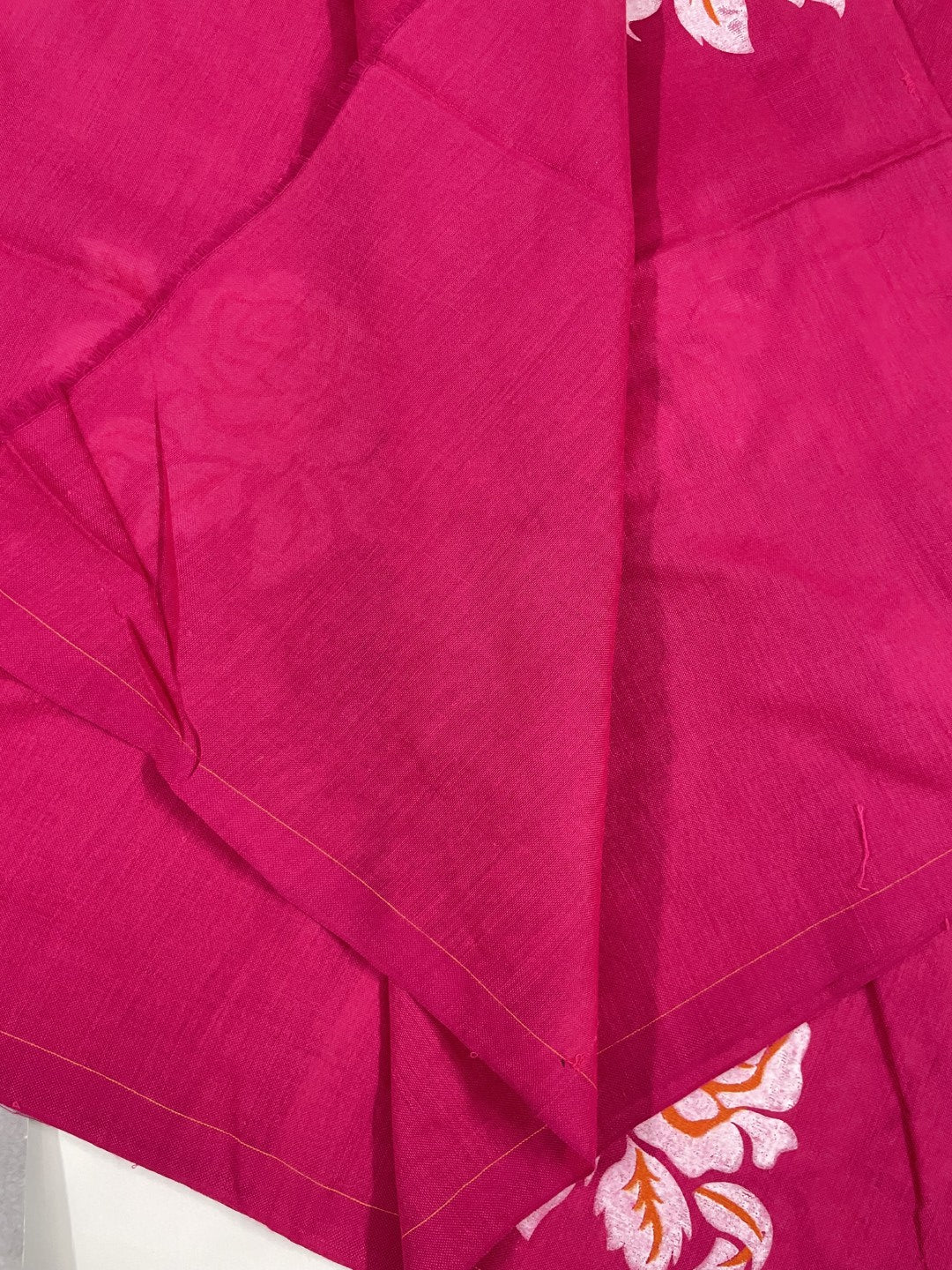 Pink Rose HandPaint Khadi Cotton Saree