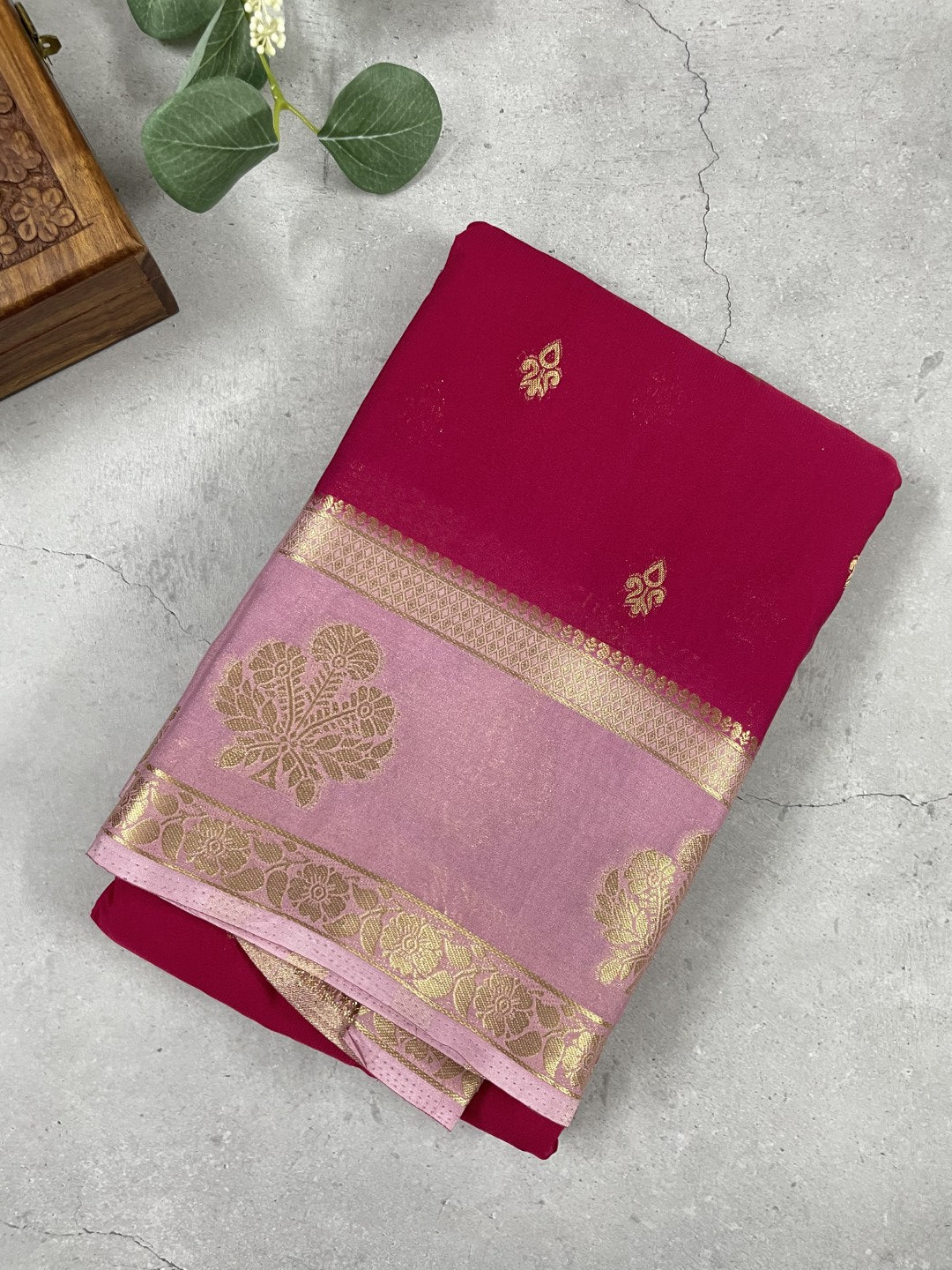 Pink N Lilac Premium Semi Crepe Silk Saree