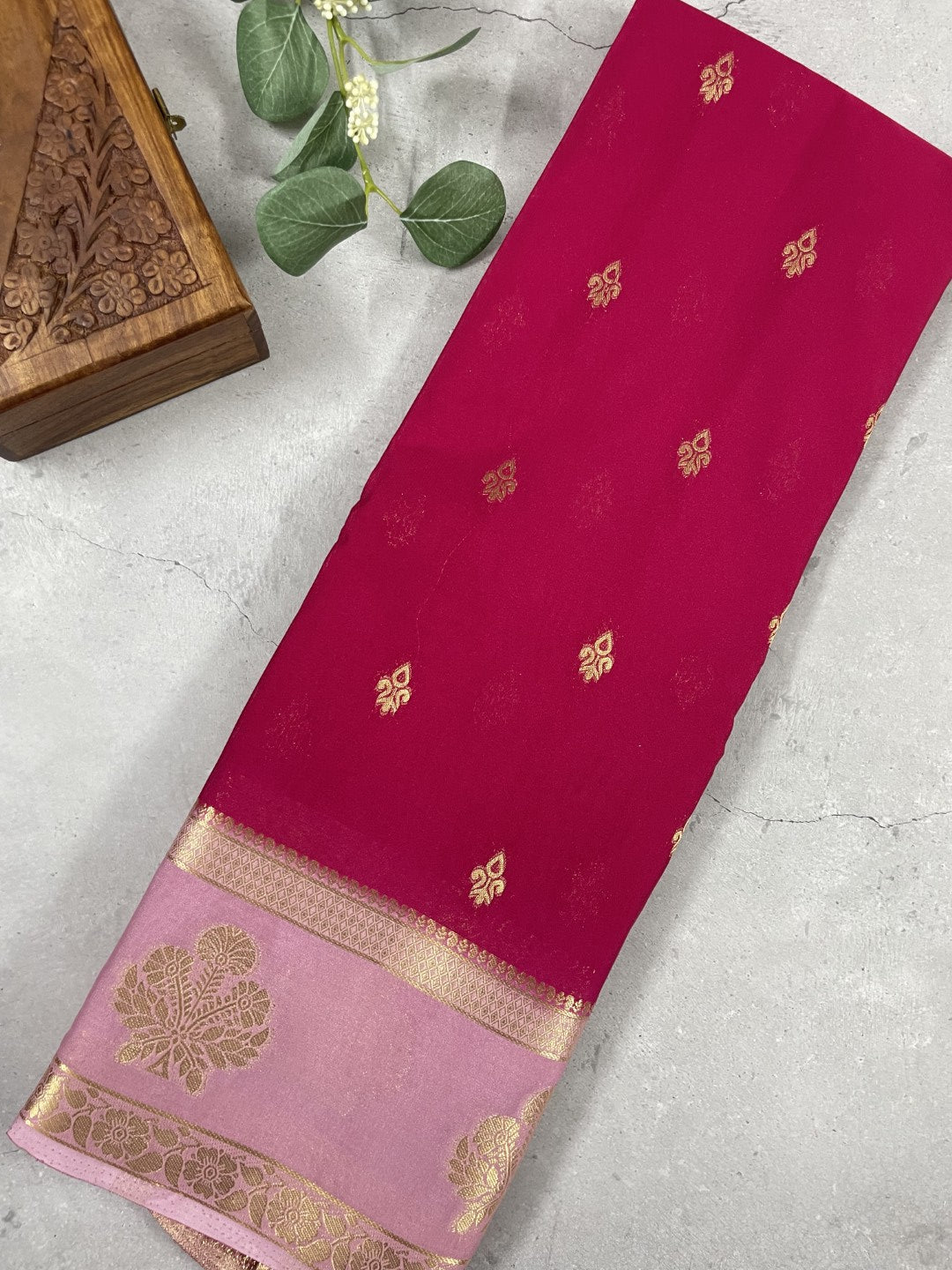 Pink N Lilac Premium Semi Crepe Silk Saree