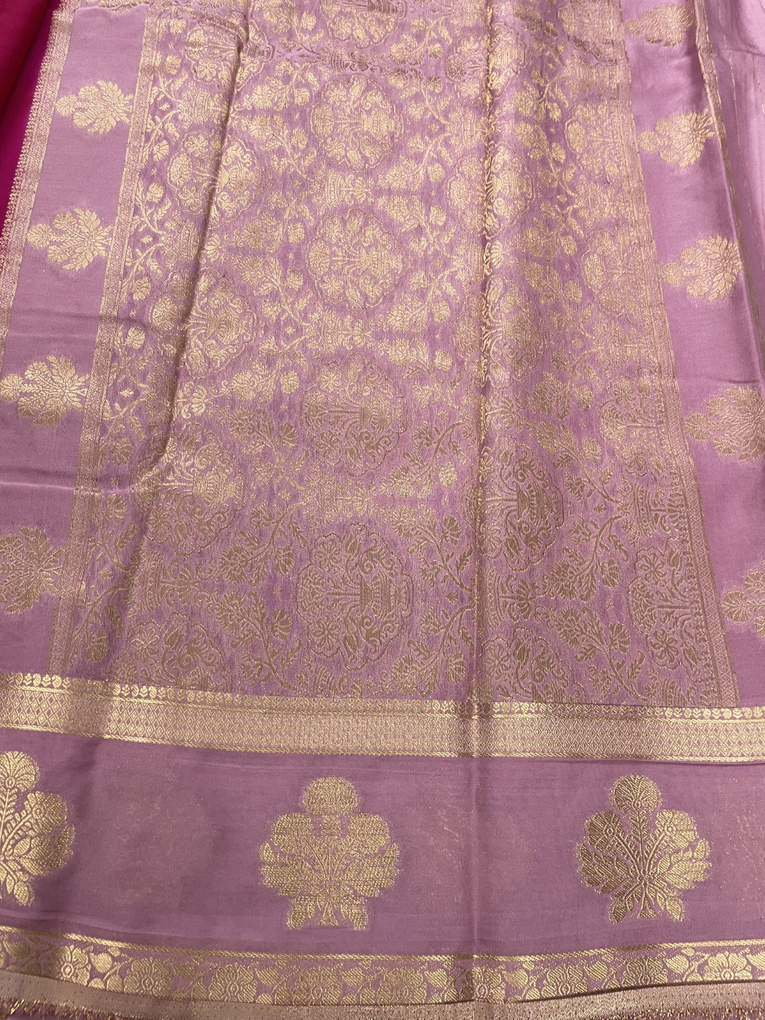 Pink N Lilac Premium Semi Crepe Silk Saree
