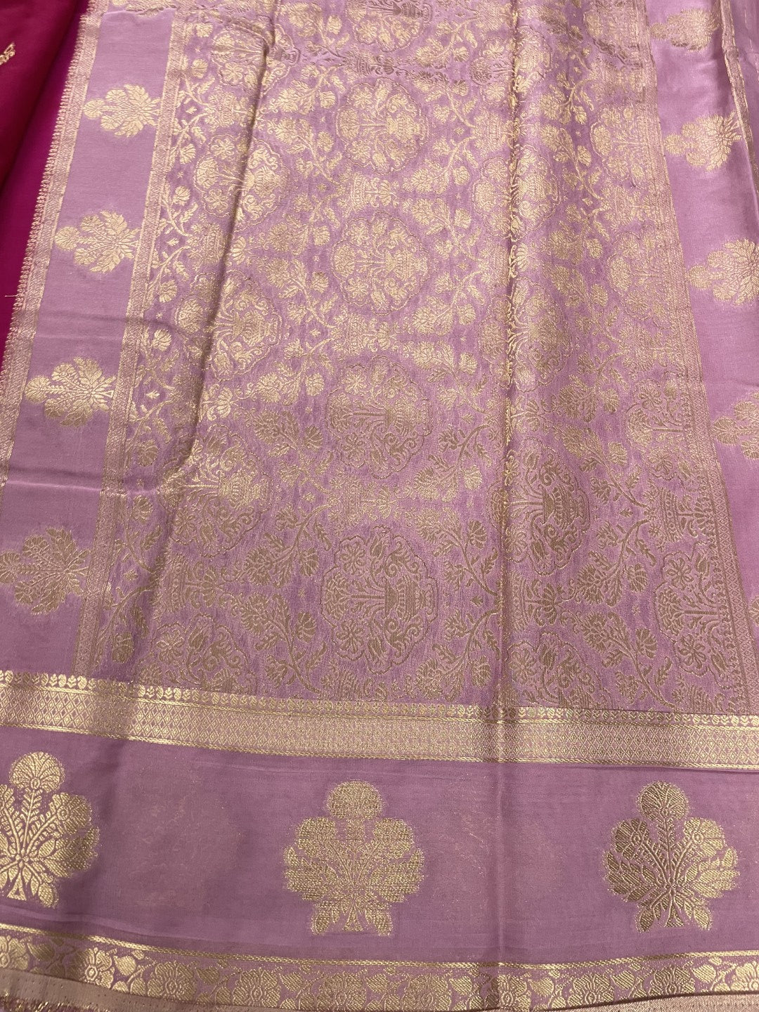 Pink N Lilac Premium Semi Crepe Silk Saree