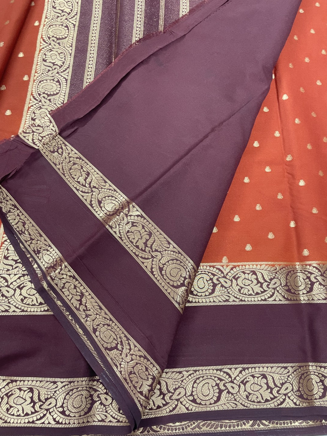 Rust N Brown Premium Semi Crepe Silk Saree