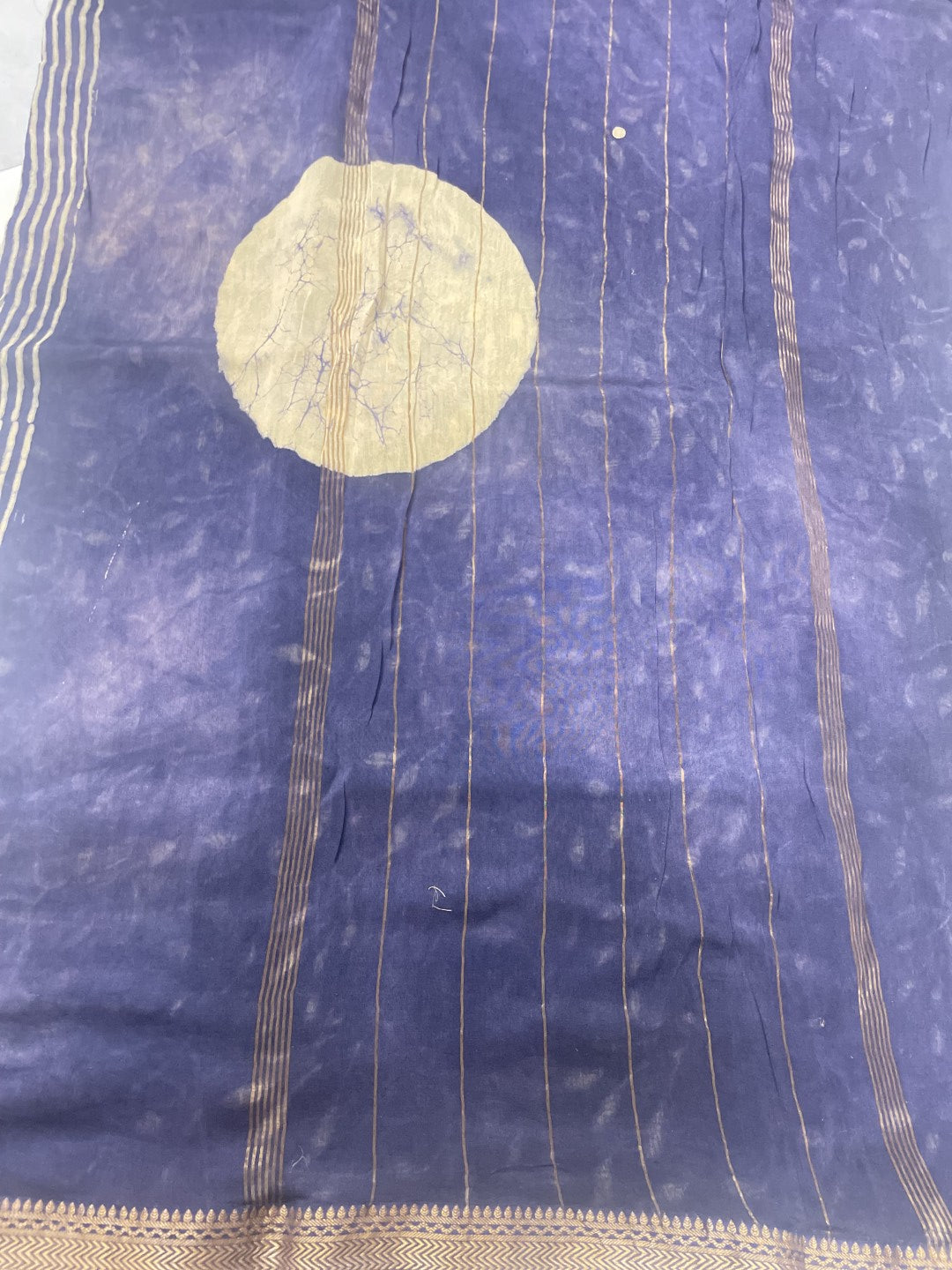 Blue Handblock Chanderi Silk Saree