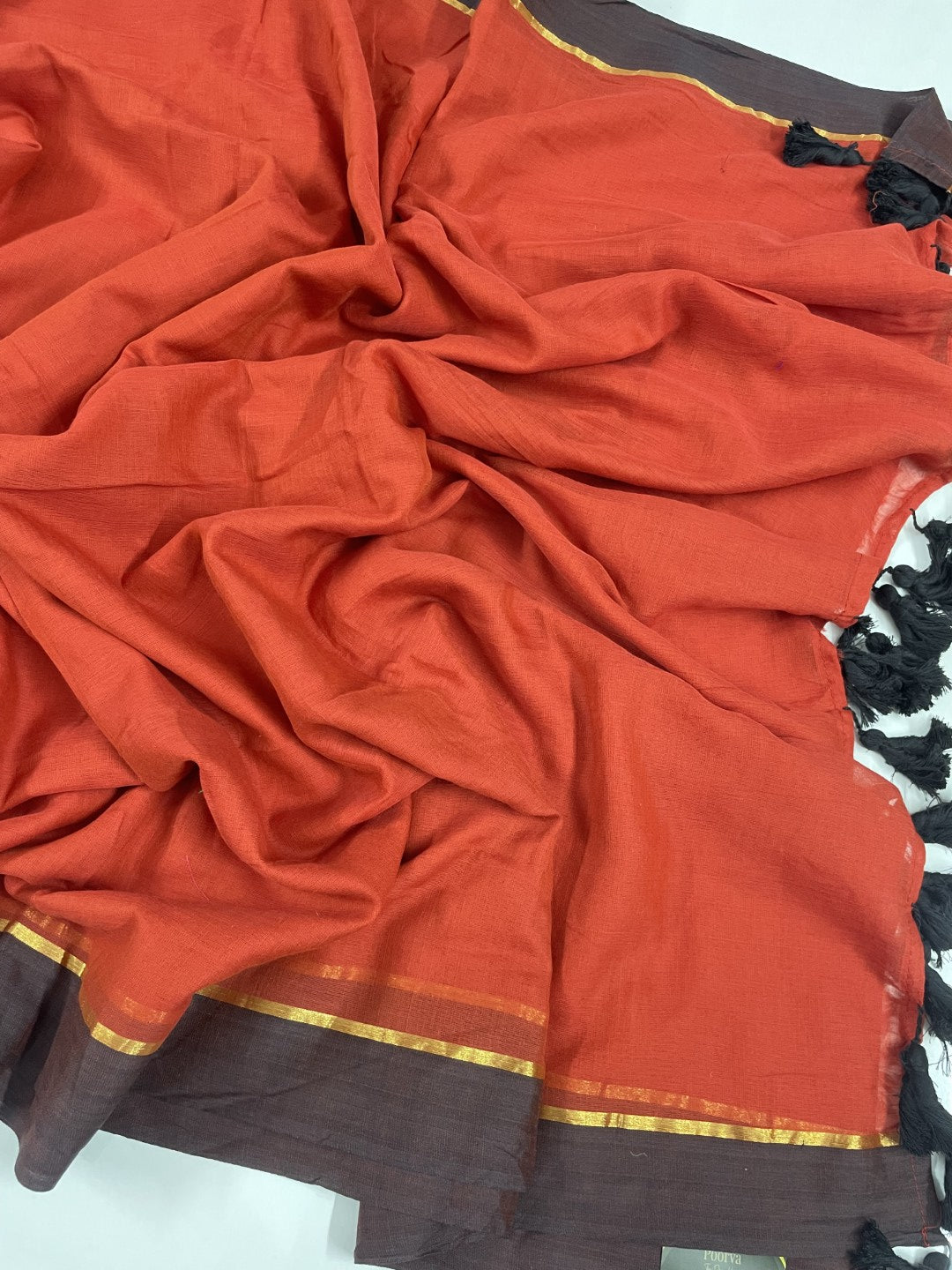 Rust N Brown Mul Cotton Saree