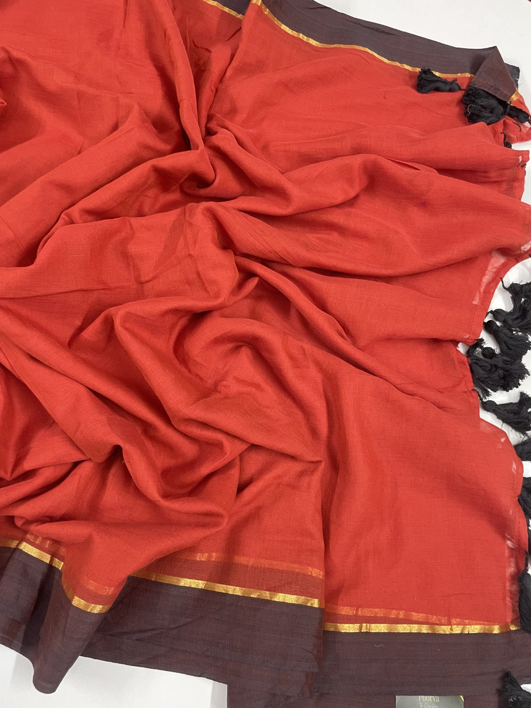 Rust N Brown Mul Cotton Saree