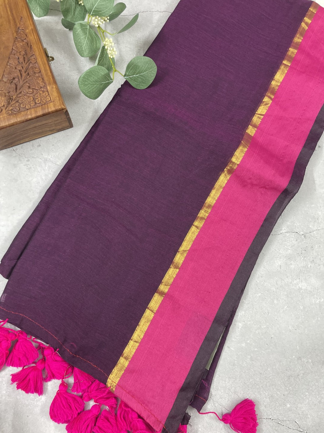 Purple N Pink Mul Cotton Saree