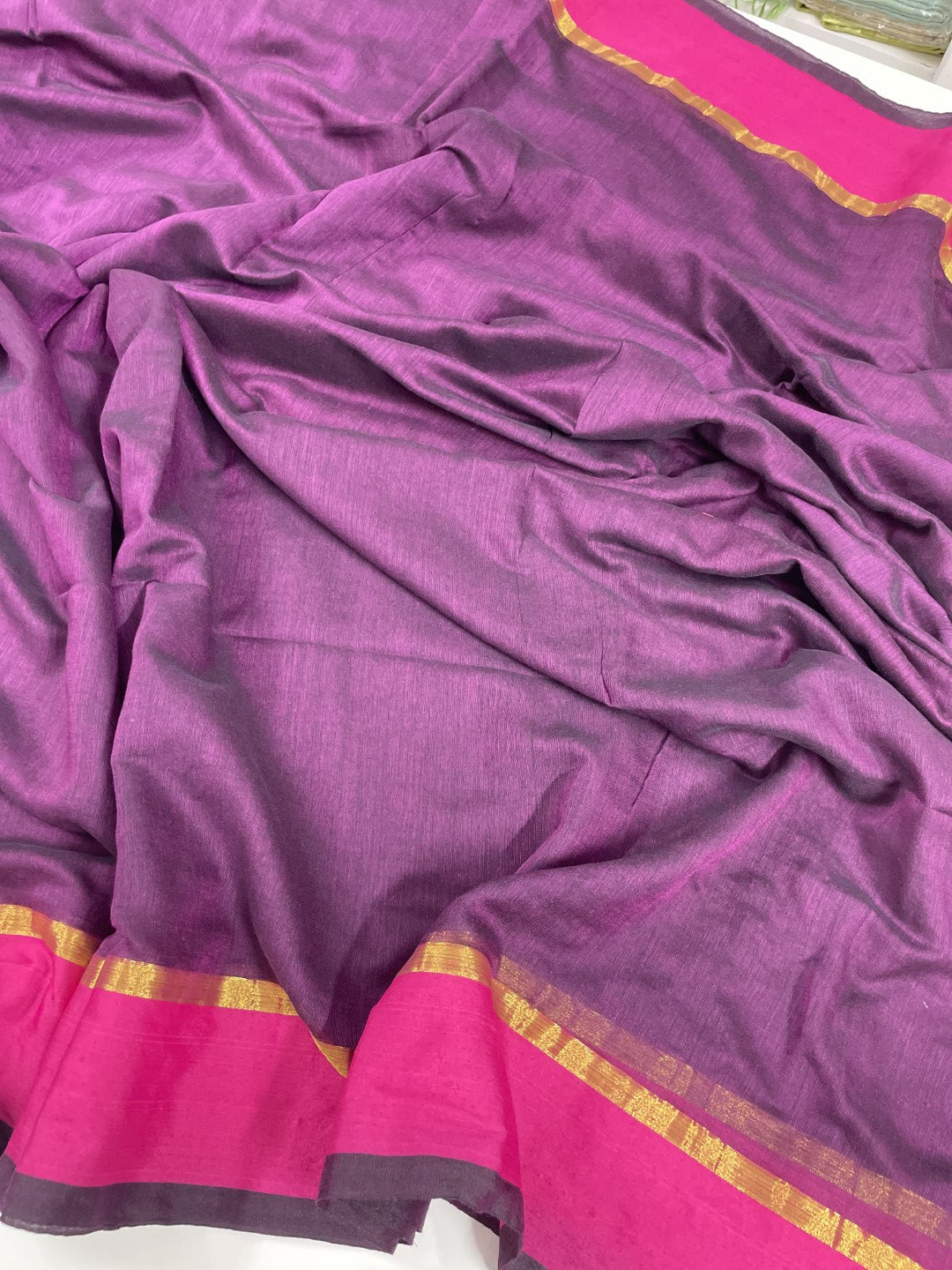 Purple N Pink Mul Cotton Saree