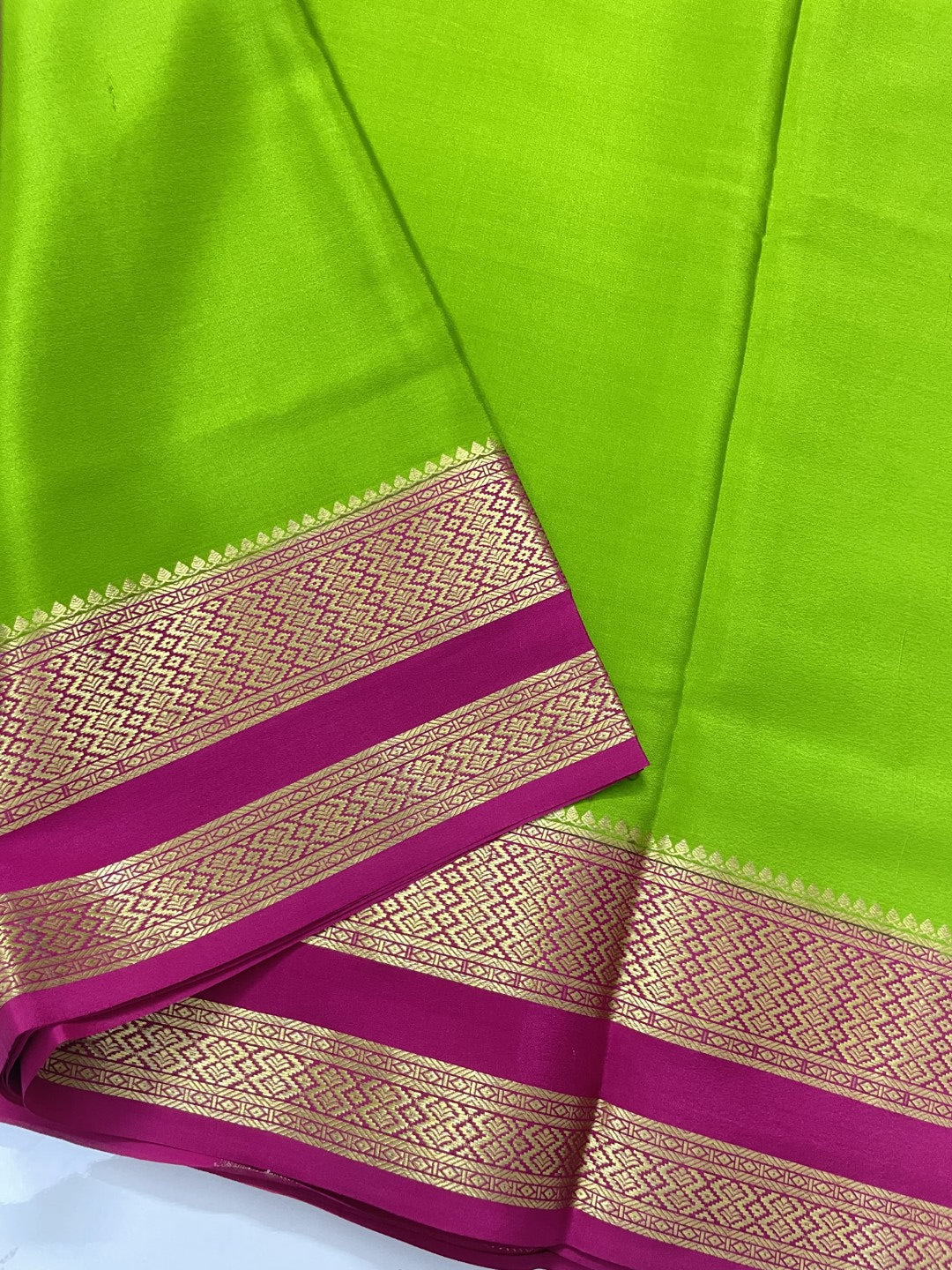 Green N Wine Pure Mysore Crepe Silk Saree
