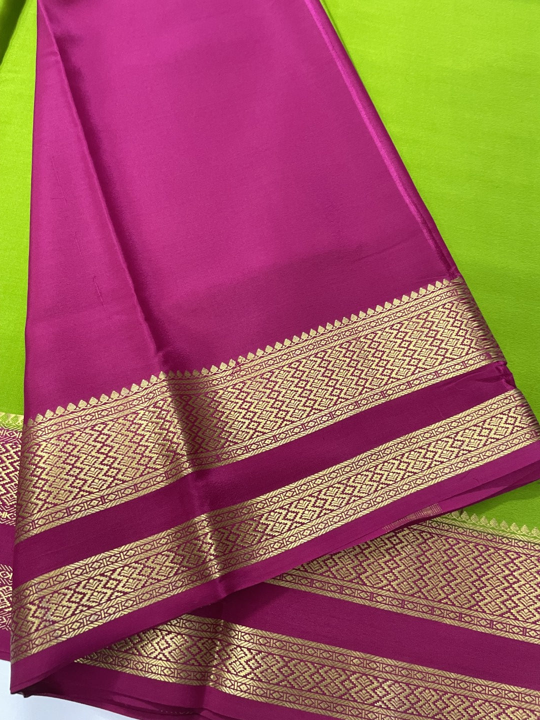 Green N Wine Pure Mysore Crepe Silk Saree