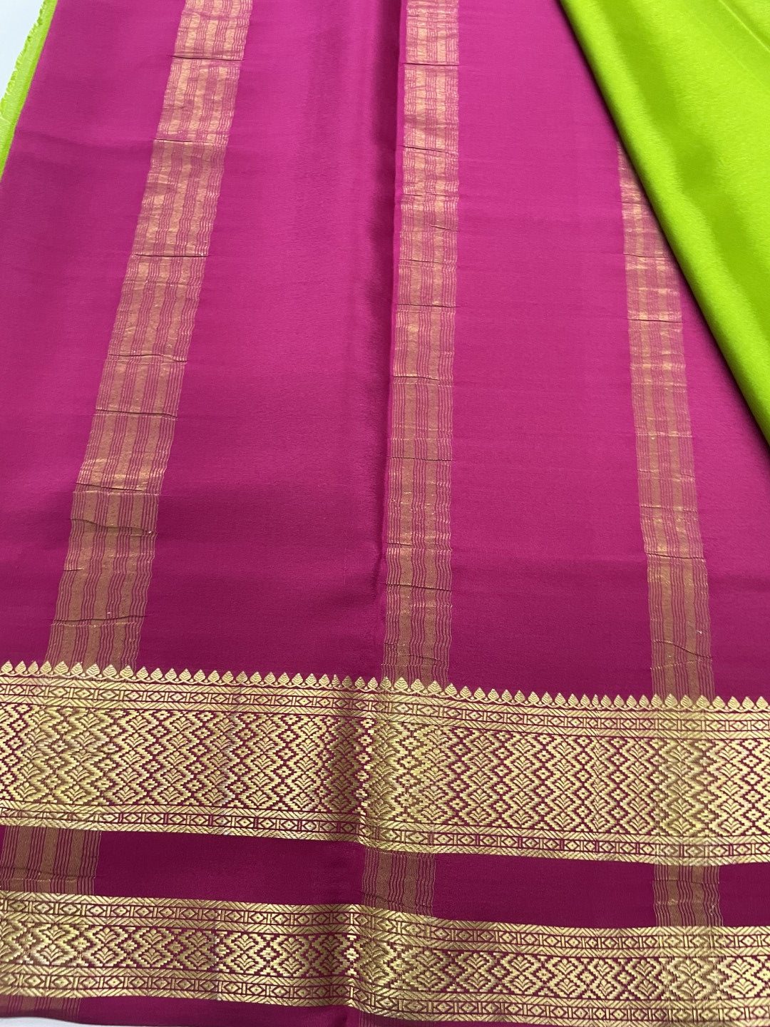 Green N Wine Pure Mysore Crepe Silk Saree