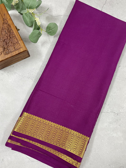 Purple Pure Mysore Crepe Silk Saree