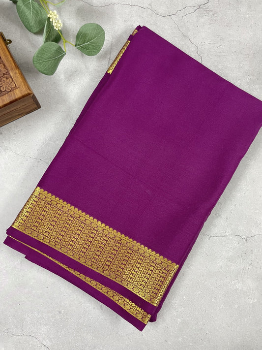 Purple Pure Mysore Crepe Silk Saree