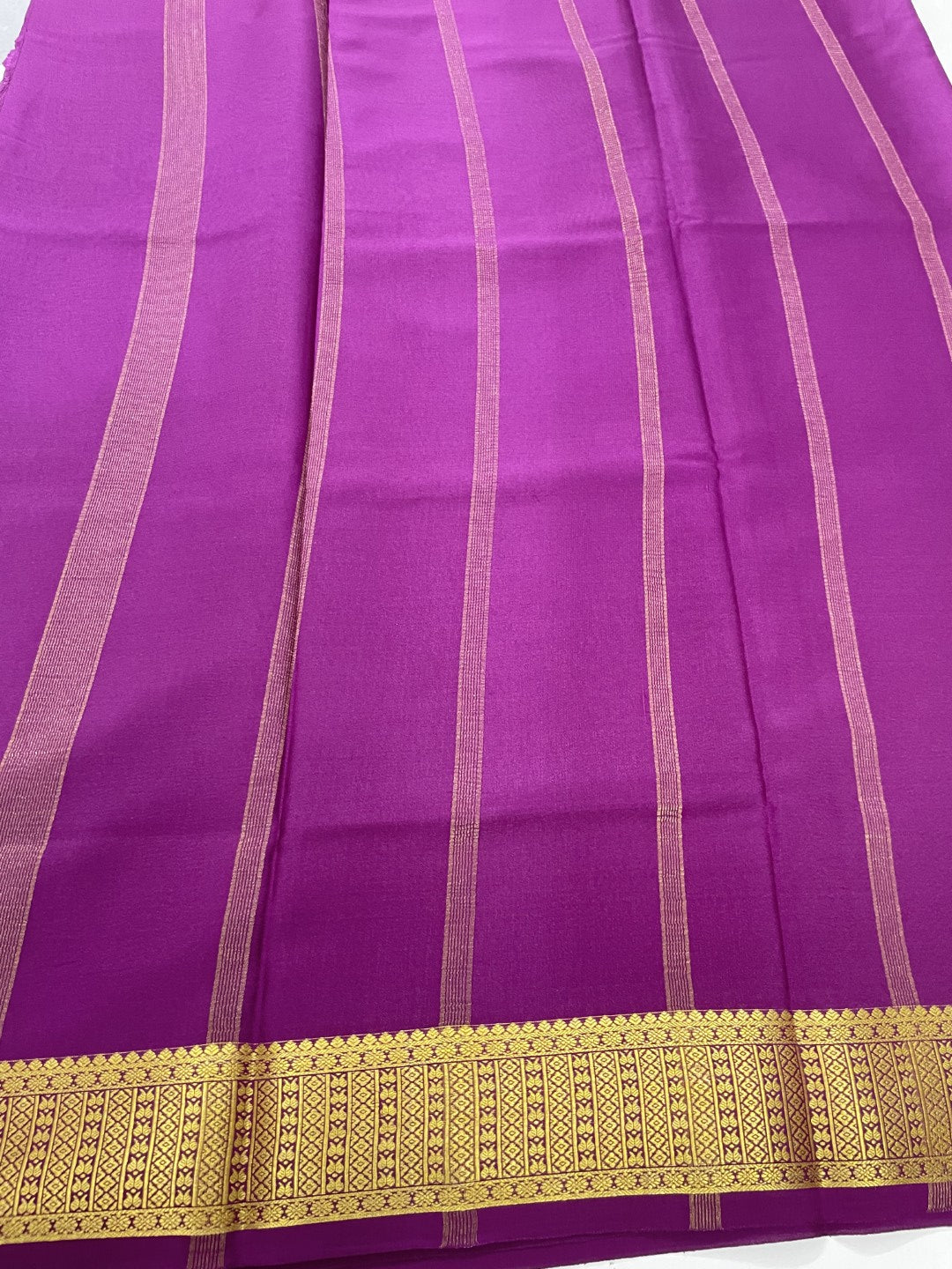 Purple Pure Mysore Crepe Silk Saree