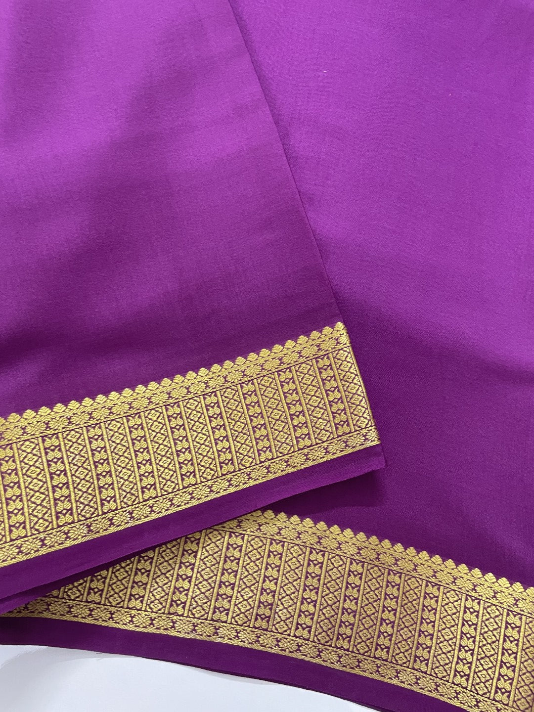 Purple Pure Mysore Crepe Silk Saree