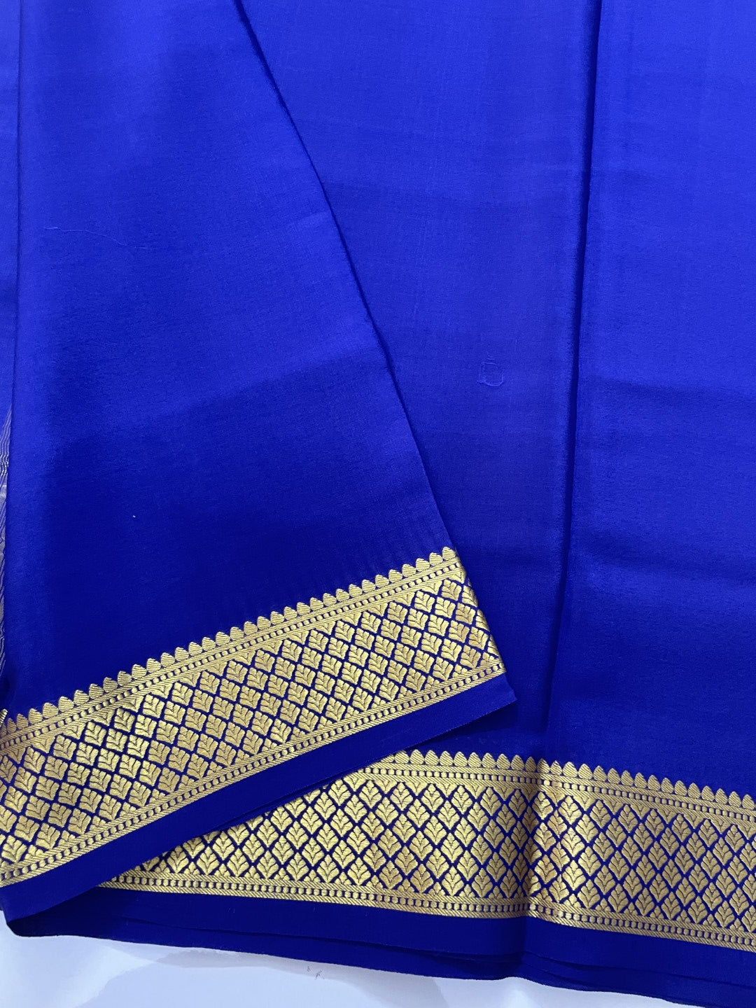 Navy Blue Pure Mysore Crepe Silk Saree