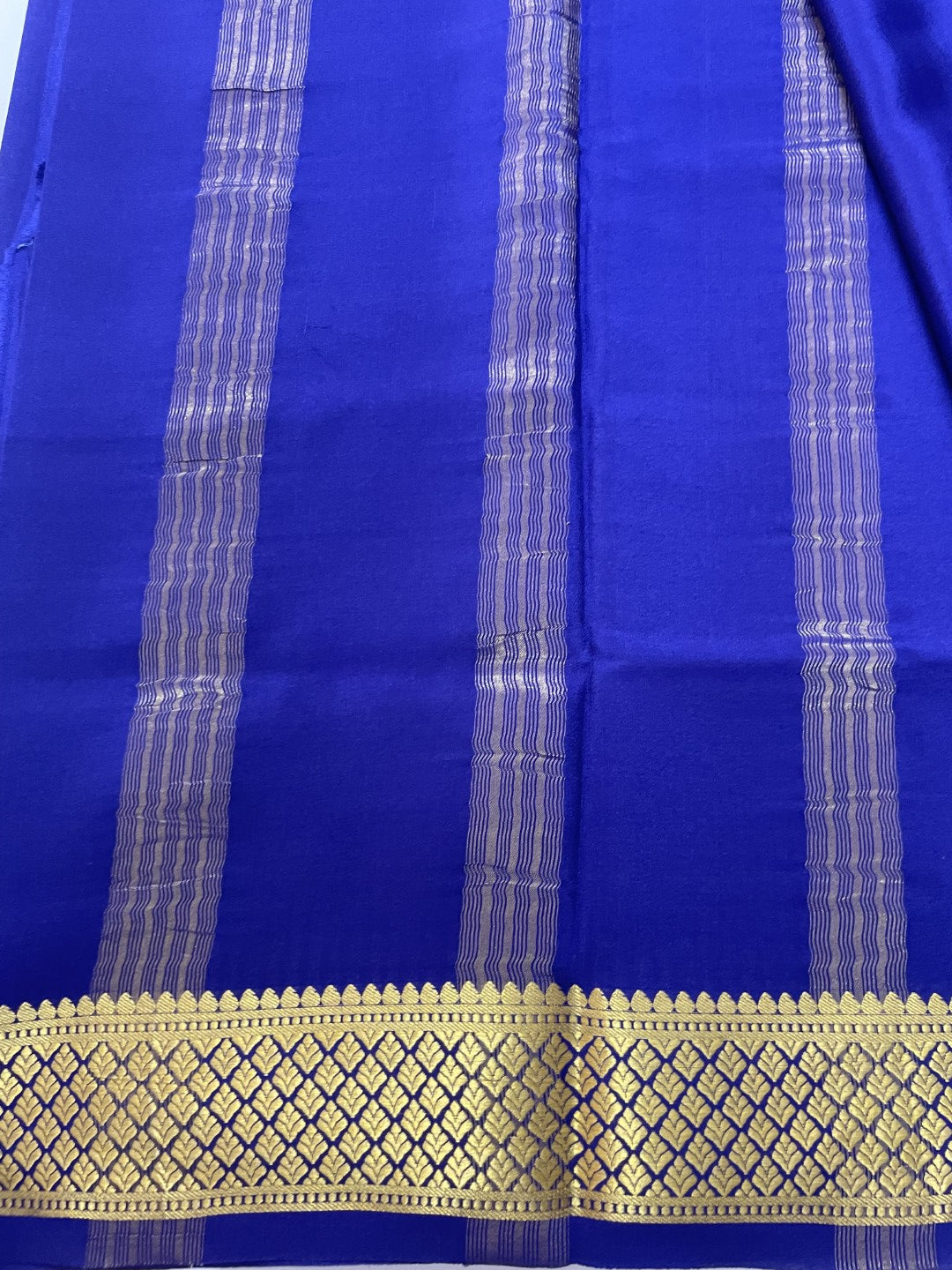 Navy Blue Pure Mysore Crepe Silk Saree