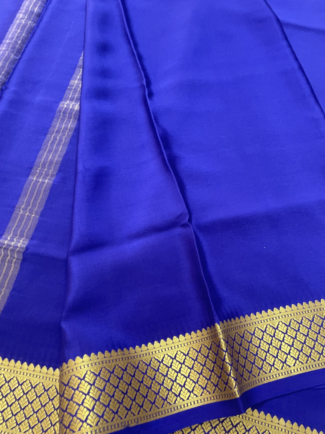 Navy Blue Pure Mysore Crepe Silk Saree