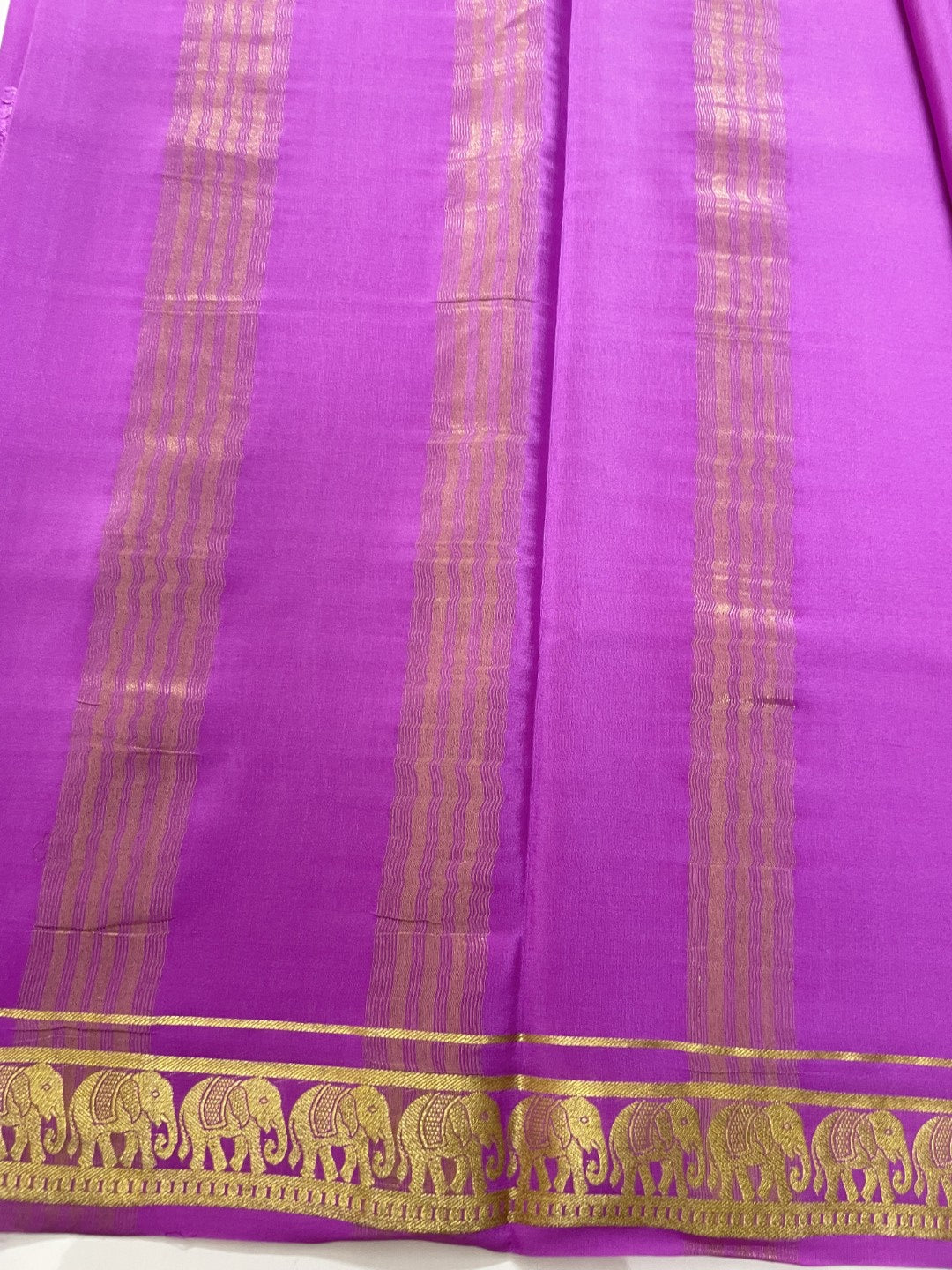Lavender Elephant Pure Mysore Crepe Silk Saree