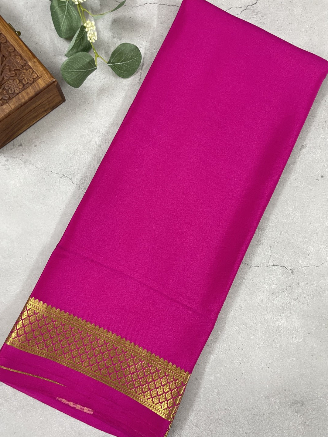 Pink Pure Mysore Crepe Silk Saree