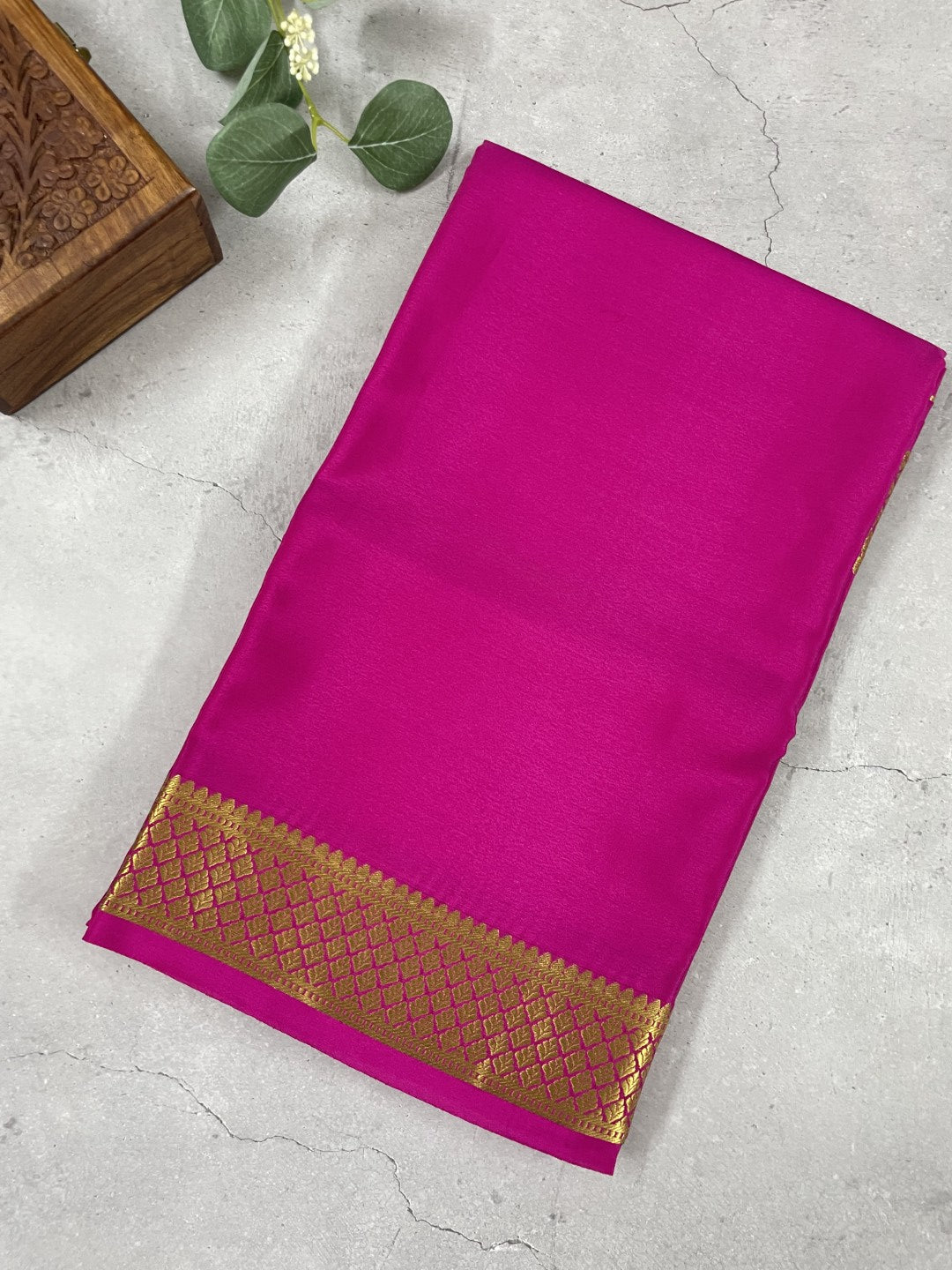 Pink Pure Mysore Crepe Silk Saree
