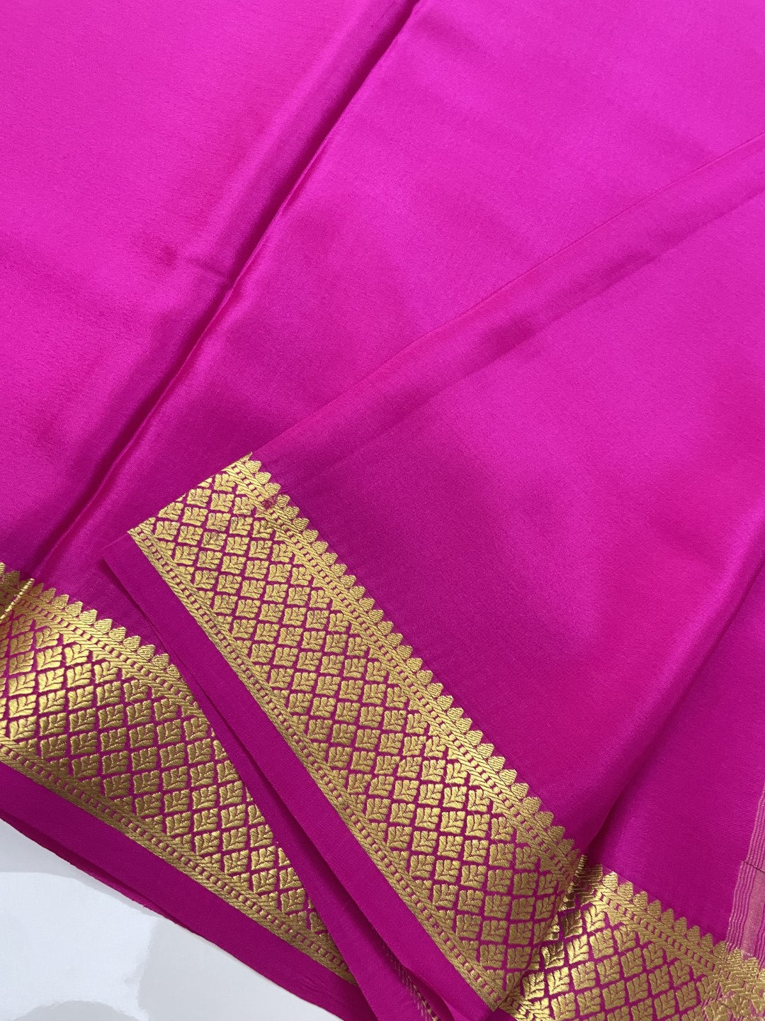 Pink Pure Mysore Crepe Silk Saree