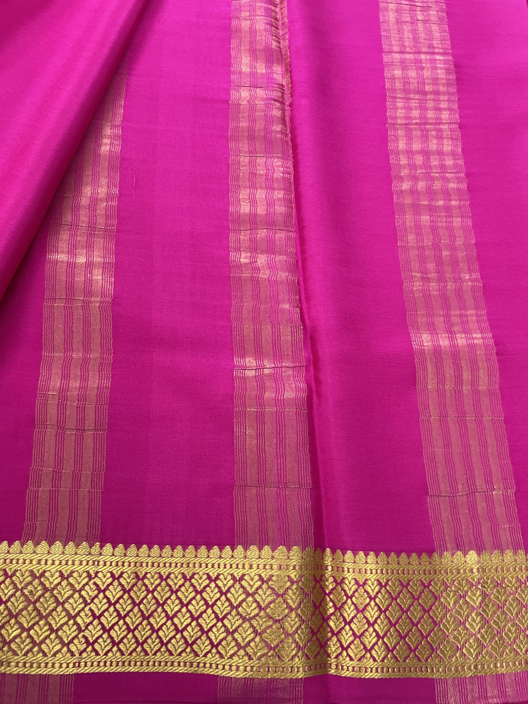 Pink Pure Mysore Crepe Silk Saree