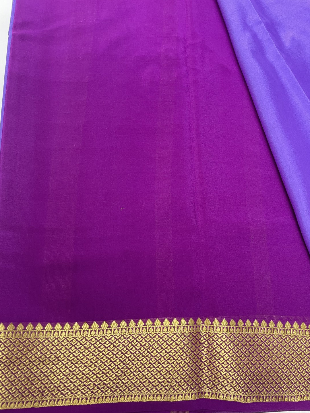 Violet N Purple Pure Mysore Crepe Silk Saree