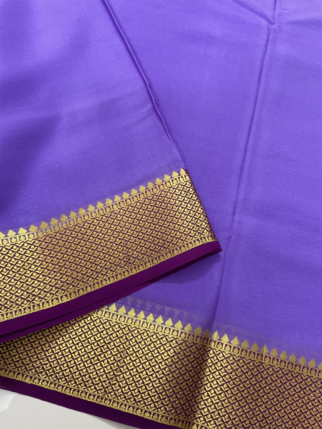 Violet N Purple Pure Mysore Crepe Silk Saree