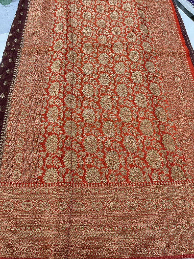 Brown Semi Khaddi Georgette Saree