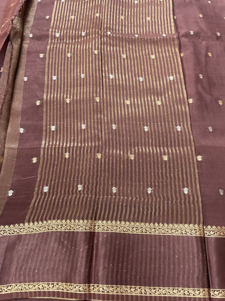 Brown Viscose Crepe Silk Saree