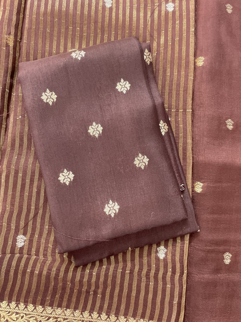 Brown Viscose Crepe Silk Saree
