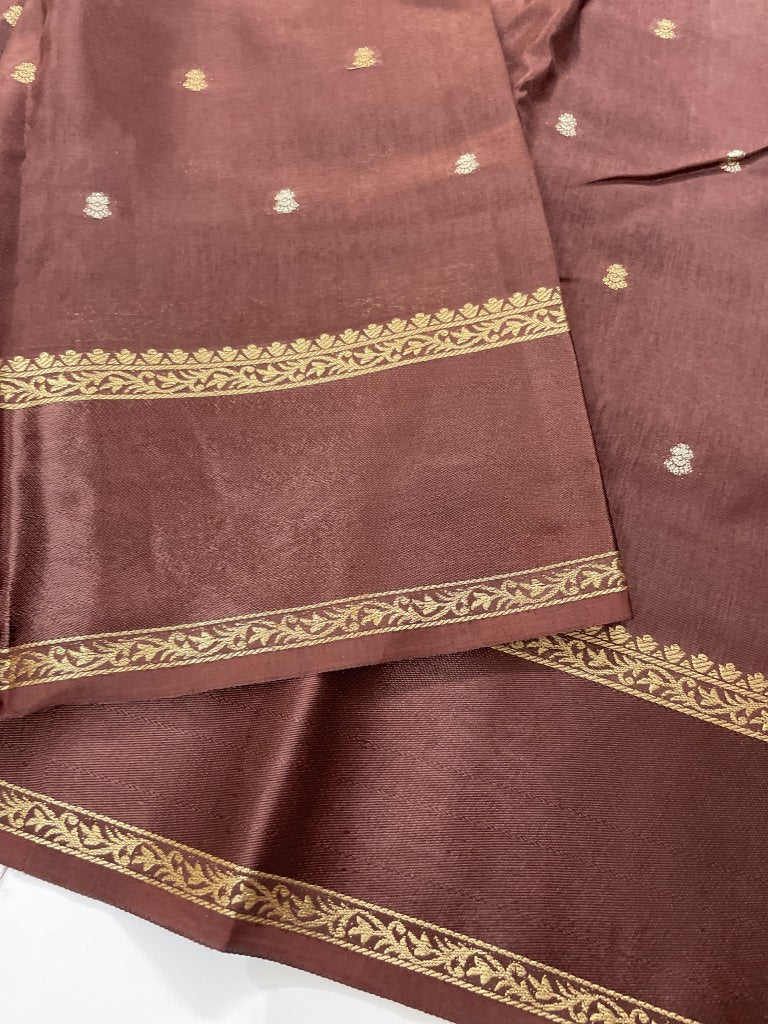Brown Viscose Crepe Silk Saree