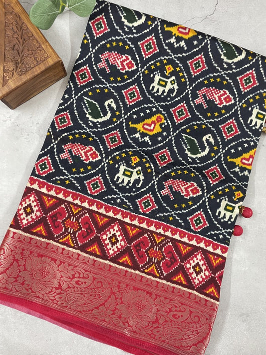 Patola Print Viscose Dola Silk Saree