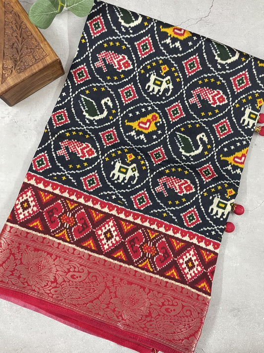 Patola Print Viscose Dola Silk Saree