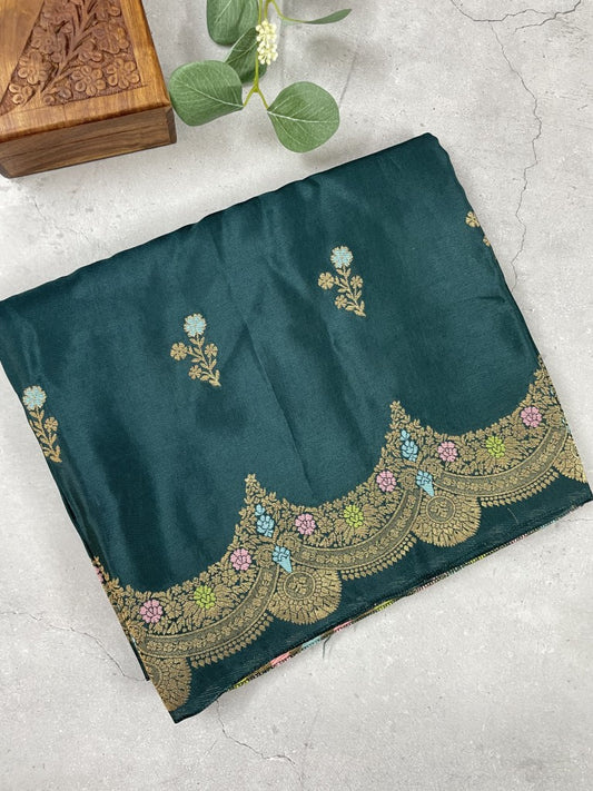 Teal Green Viscose Dola Silk Saree
