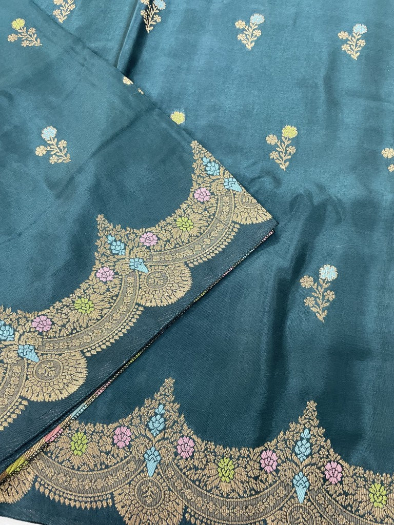 Teal Green Viscose Dola Silk Saree