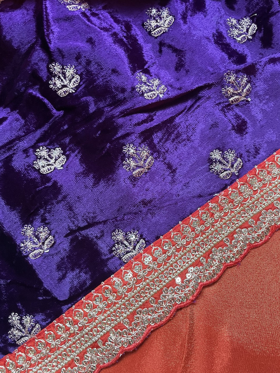 Orange Lace border Tissue Saree