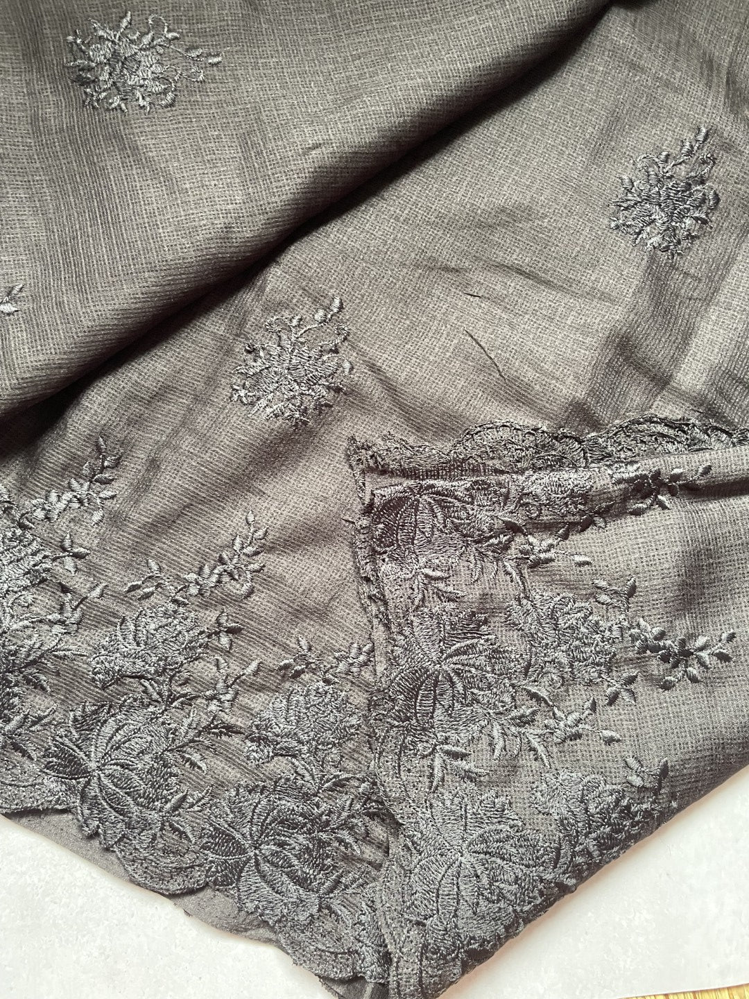 Black Embroidery Kota Saree