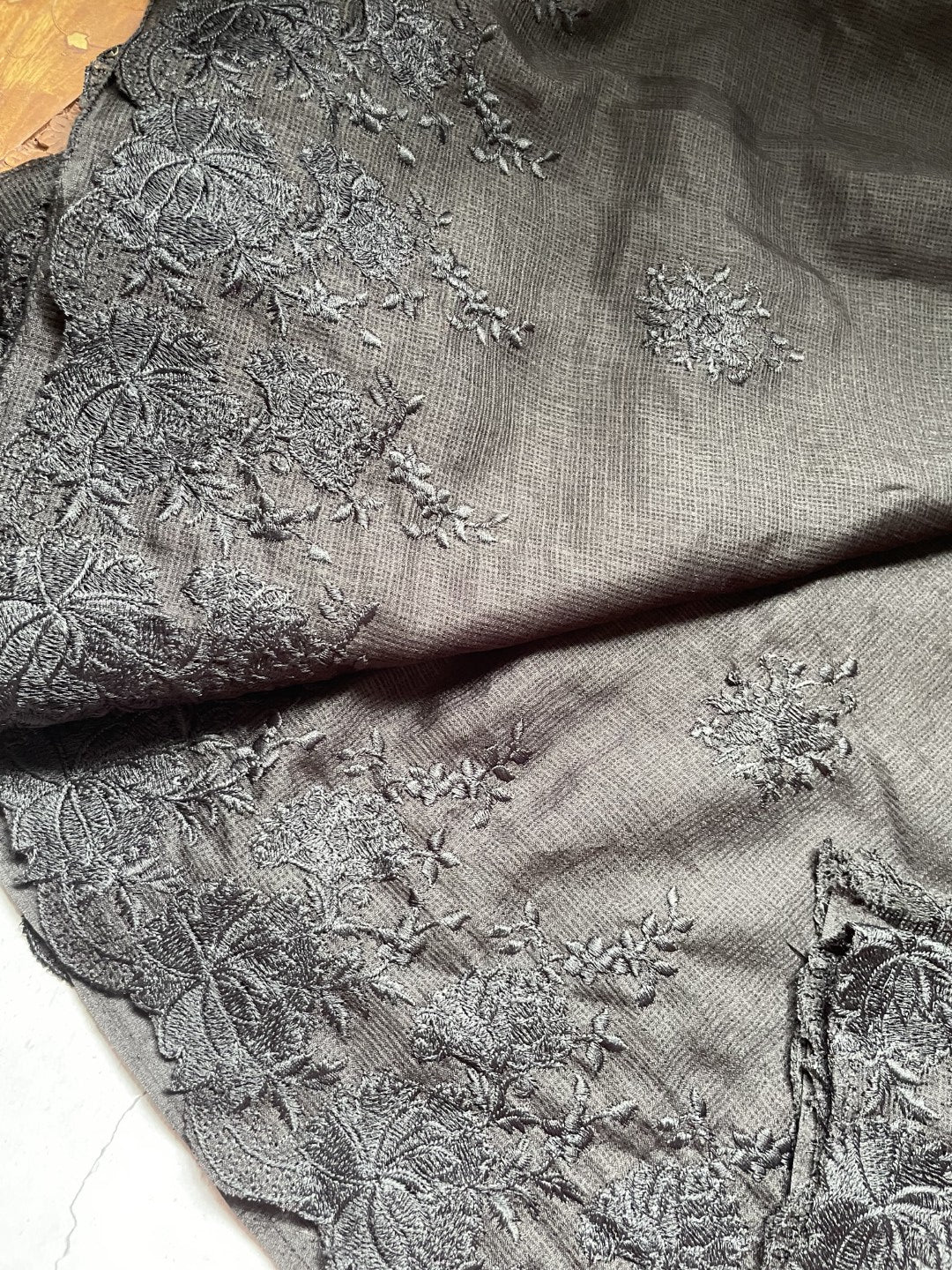 Black Embroidery Kota Saree