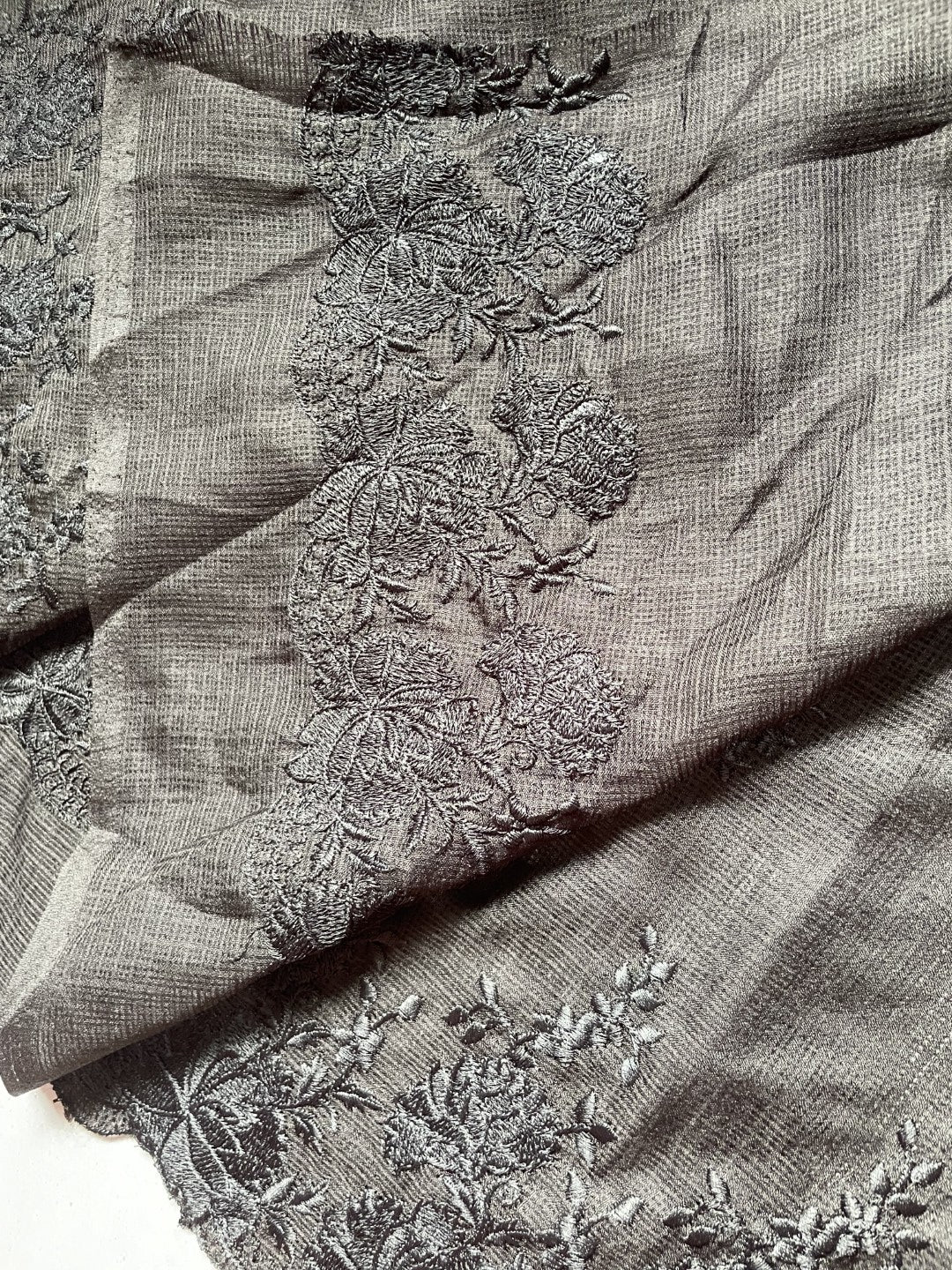 Black Embroidery Kota Saree