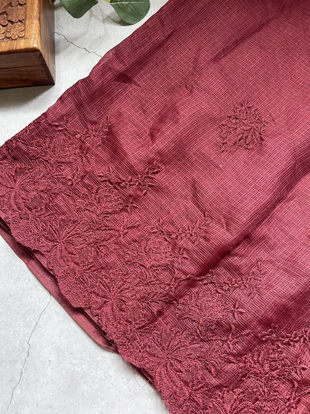 Maroon Embroidery Kota Saree