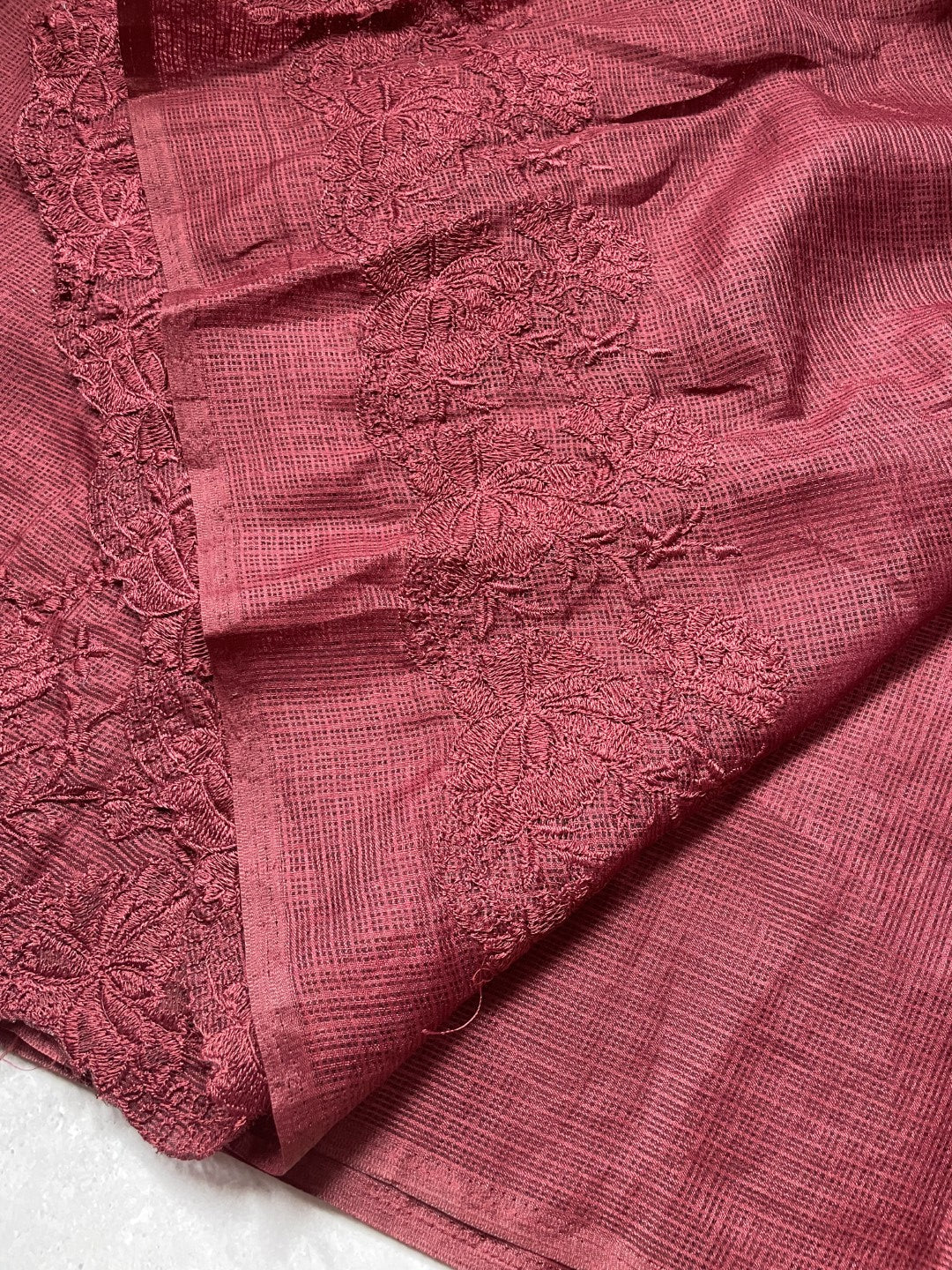 Maroon Embroidery Kota Saree