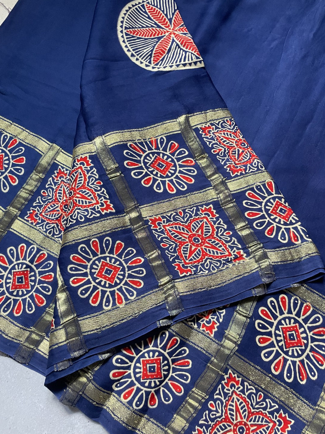 Navy Blue Gharchola border Modal Silk Saree